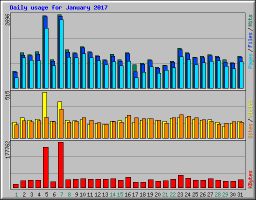 Daily usage for January 2017