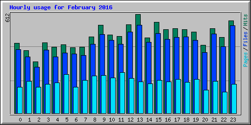 Hourly usage for February 2016