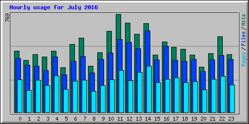 Hourly usage for July 2016